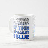 Blaue Zahl der Alphabet Funny Mug Kaffeetasse (Vorderseite Links)