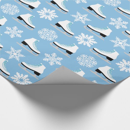 Blaue Zahl Skate und Schneeflocke-Weihnachten Geschenkpapier (Ecke)