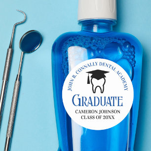 Blaue Zahnmedizin-Schulabschlussfeier für Zahnärzt Runder Aufkleber