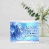 blaue Zauberleuchter Save the Date Postkarten (Stehend Vorderseite)