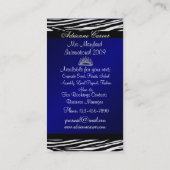 Blaue Zebra-Druck-Festzug-Visitenkarten Visitenkarte (Rückseite)