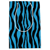 Blaue Zebra-Druck-Geschenk-Tasche Mittlere Geschenktüte (Vorderseite)