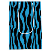 Blaue Zebra-Druck-Geschenk-Tasche Mittlere Geschenktüte (Rückseite)