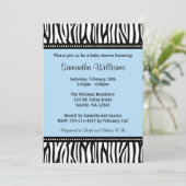 Blaue Zebra-Jungen-Babyparty-Einladungen Einladung (Stehend Vorderseite)