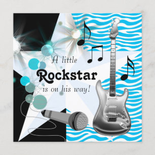 Blaue Zebra-Rockstar-Baby-Party für Jungen Einladung