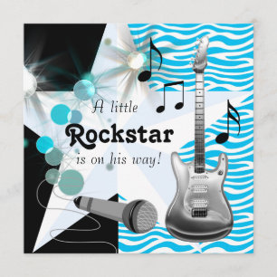 Blaue Zebra-Rockstar-Baby-Party für Jungen Einladung