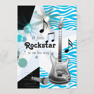 Blaue Zebra-Rockstar-Baby-Party für Jungen Einladung