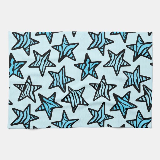Blaue Zebra-Sterne Küchentuch (Horizontal)