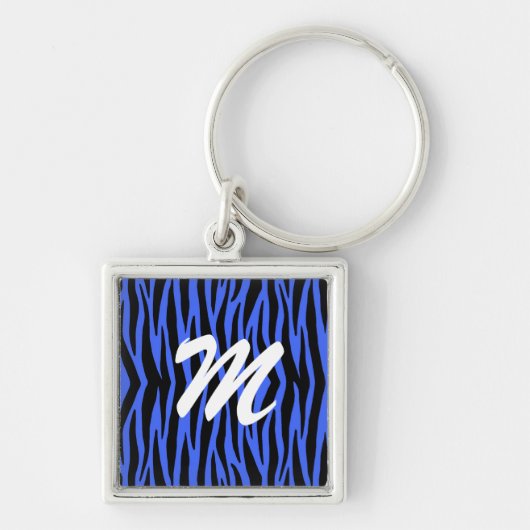 Blaue Zebra Streifen Schlüsselkette Schlüsselanhänger (Vorne)