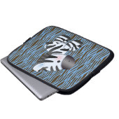 Blaue Zebra-u. Laptopschutzhülle (Vorne Knopf)