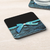 Blaue Zebra- und Bandbogengraphik Getränkeuntersetzer (Linke Seite)