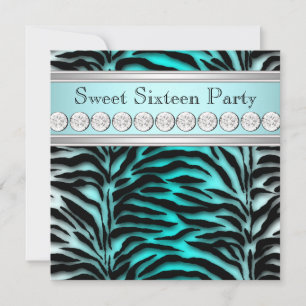 Blaue Zebrageburtstagsfeier in Teal Einladung