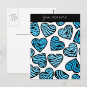 Blaue Zebrherzen-Design-Postkarte Postkarte (Vorne/Hinten)