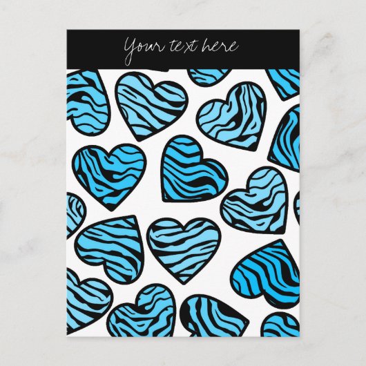 Blaue Zebrherzen-Design-Postkarte Postkarte (Vorderseite)