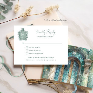 Blaue, zeitlose Hochzeit mit/ohne UAWG RSVP Karte