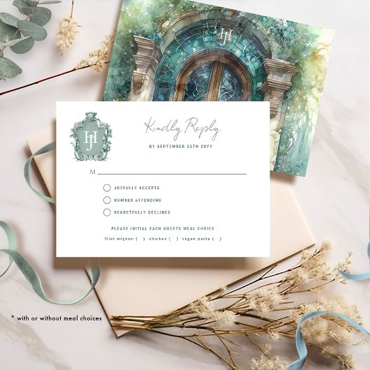 Blaue, zeitlose Hochzeit mit/ohne UAWG RSVP Karte