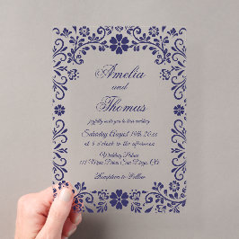 Blaue zeitlose mexikanische Hochzeit  Acryleinladungen