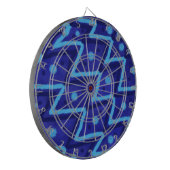 Blaue Zick-Zack-Punkte Funky-Muster Dartscheibe (Vorderseite Links)