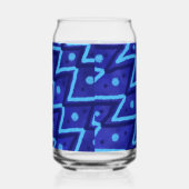 Blaue Zick-Zack-Punkte-Funky-Muster  Dosenglas (Links)