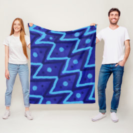 Blaue Zick-Zack-Punkte funky Muster Fleecedecke