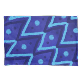 Blaue Zick-Zack-Punkte-Funky-Muster Kissenbezug