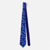 Blaue Zick-Zack-Punkte-Funky-Muster Krawatte (Vorderseite)