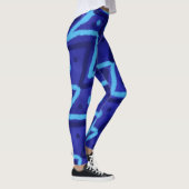 Blaue Zick-Zack-Punkte-Funky-Muster Leggings (Rechts)