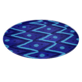 Blaue Zick-Zack-Punkte-Funky-Muster Schneidebrett