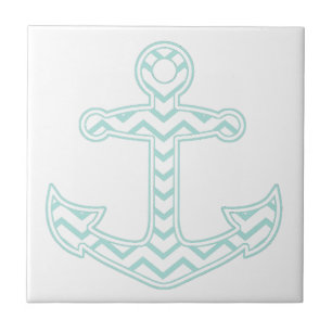 Blaue Zickzack Anchor nautical White Fliese