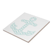Blaue Zickzack Anchor nautical White Fliese (Seite)