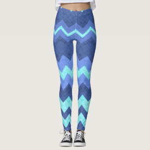 blaue Zickzack Leggings