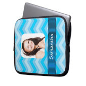 Blaue Zickzack personalisierte Bildvorlage Laptopschutzhülle (Vorderseite Links)