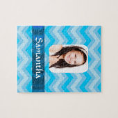 Blaue Zickzack personalisierte Bildvorlage Puzzle (Horizontal)