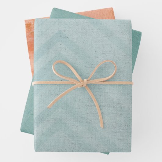 Blaue Zickzack Streifen Geschenkpapier Set (Beispiel)