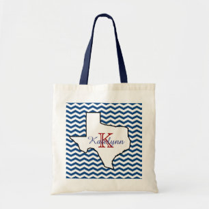 Blaue Zickzack Texas-Monogramm-Taschen-Tasche Tragetasche