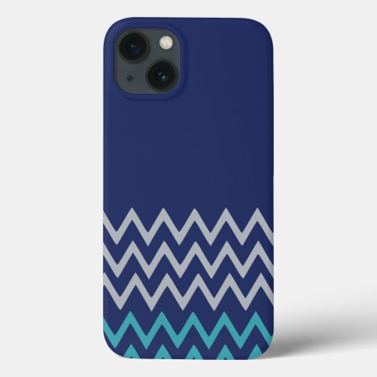 Blaue Zickzack Zickzack-Streifen zag-Preppy Case-Mate iPhone Hülle (Rückseite)