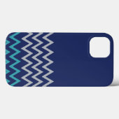 Blaue Zickzack Zickzack-Streifen zag-Preppy Case-Mate iPhone Hülle (Rückseite (Horizontal))