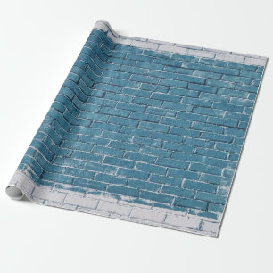 Blaue Ziegelsteine aus grauem Beton Geschenkpapier