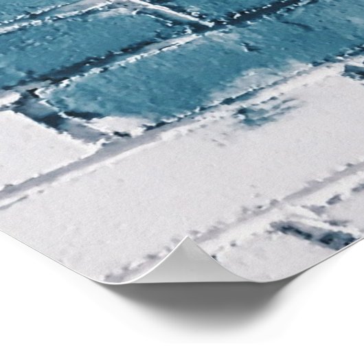 Blaue Ziegelsteine aus grauem Beton Poster (Ecke)