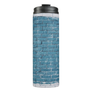 Blaue Ziegelsteine aus grauem Beton Thermosbecher