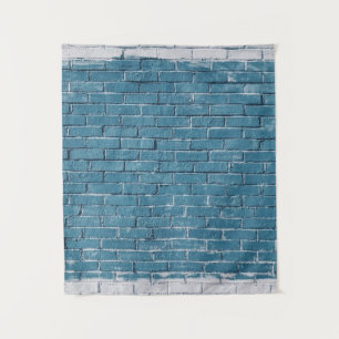 Blaue Ziegelsteine aus grauem Beton Wandteppich