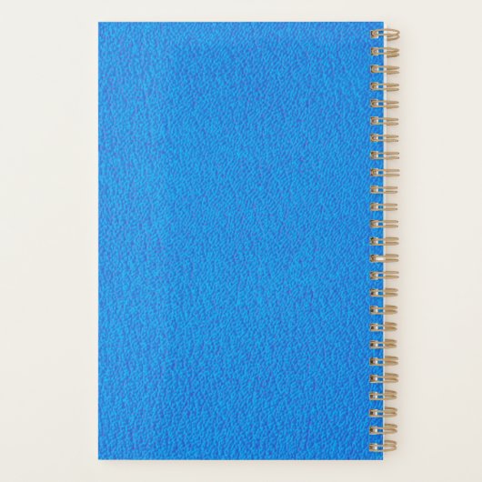 Blaue Ziegenledertypografie Monogram-Planer Planer (Rückseite)