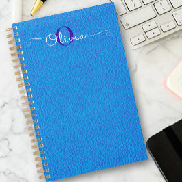 Blaue Ziegenledertypografie Monogram-Planer Planer