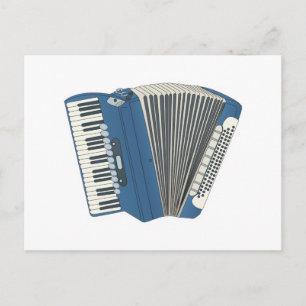blaue Ziehharmonika Postkarte