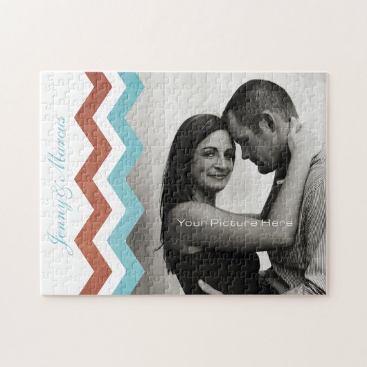 Blaue Zig-Zag-Muster Puzzle (Horizontal)