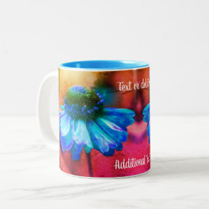 Blaue Zinnie Kunstgestörte Kunst Personalisiert Zweifarbige Tasse