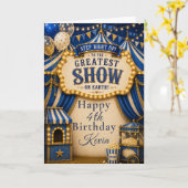 Blaue Zirkusparty Karte (Gelbe Blume)