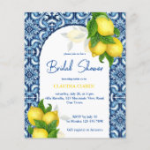 Blaue Zitrone Amalfi Haushalt Brautparty einladen (Vorderseite)