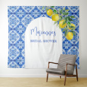 Blaue Zitrone, die das Brautparty umgibt Wandteppich (Beispiel (Horizontal))