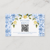 Blaue Zitrone Mittelmeerhochzeit rsvp QR Begleitkarte (Vorderseite)